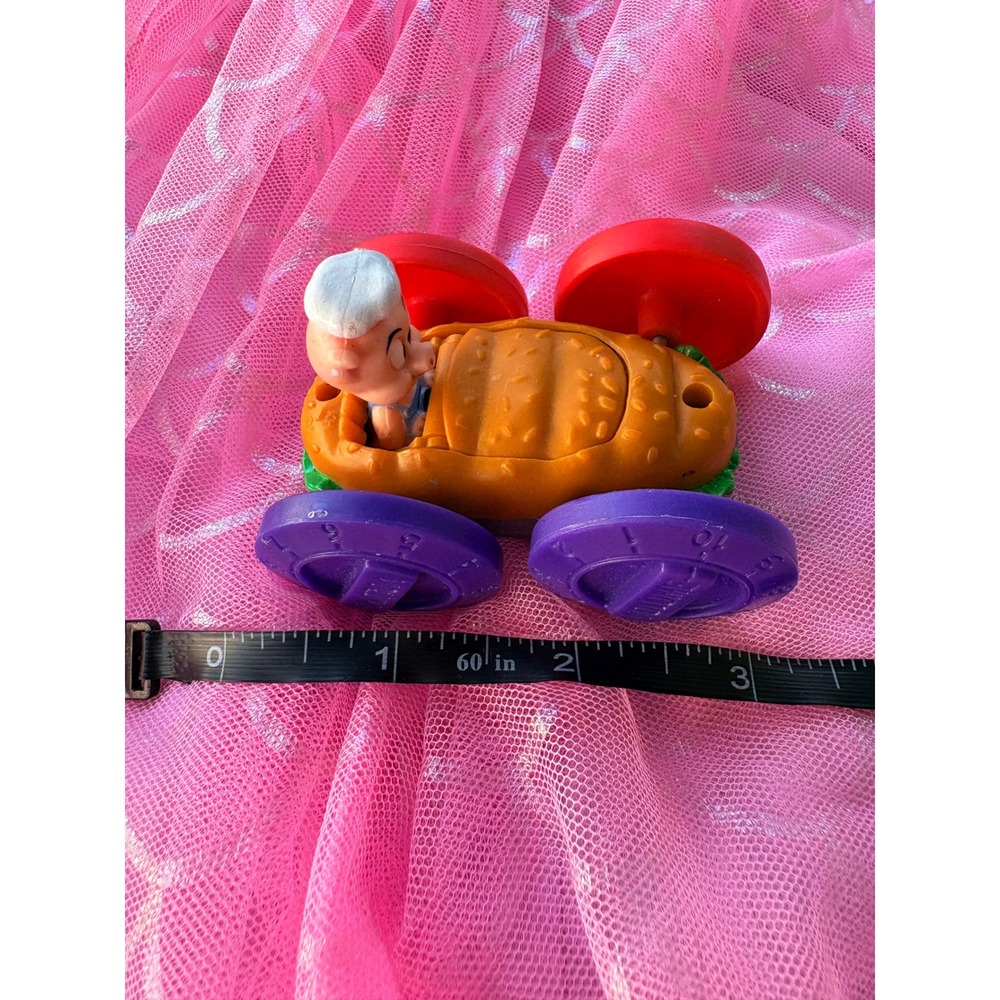 Vintage 1990 Warner Bros Looney Tunes Porky Pig Burger Taz Grill Flip Toy Car